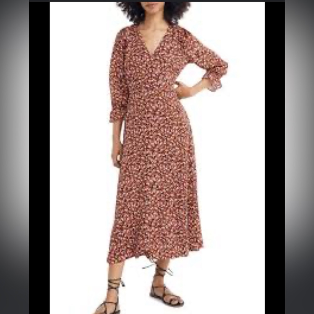 Madewell long sleeve cross over midi clipdot spring prairie. Size 8. Brand new